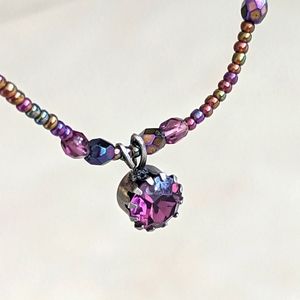 Vintage signed Robert Rose purple beaded necklace